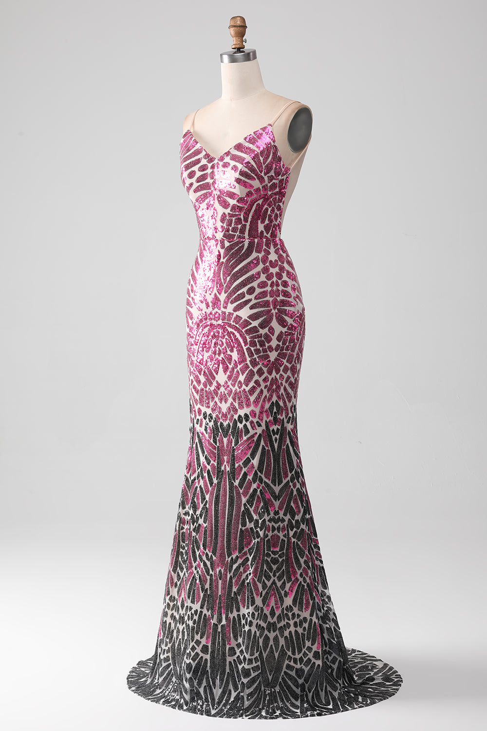 Sparkly Spaghetti Straps Mermaid Prom Dress with Backless - Fashionpara