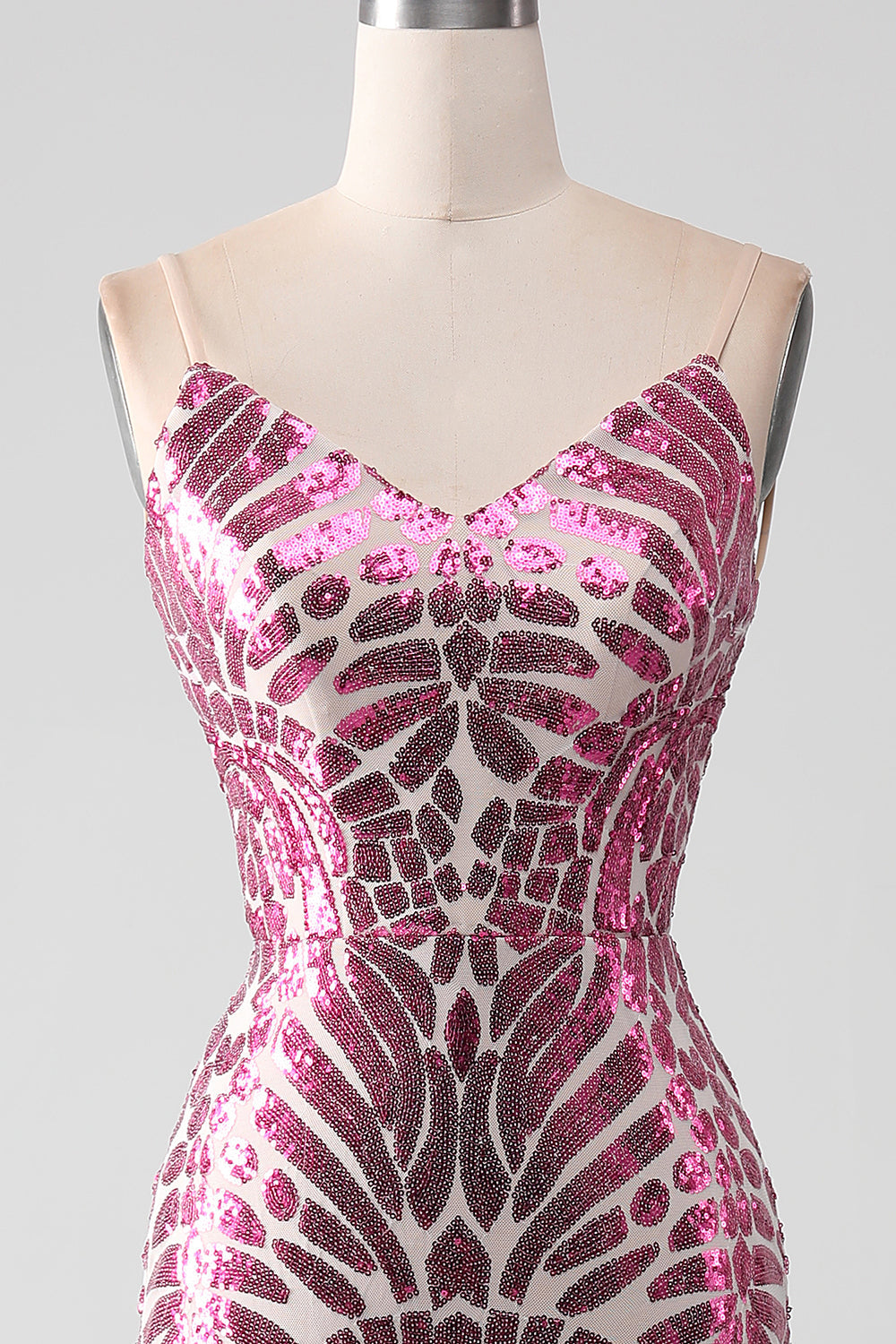 Sparkly Spaghetti Straps Mermaid Prom Dress with Backless - Fashionpara