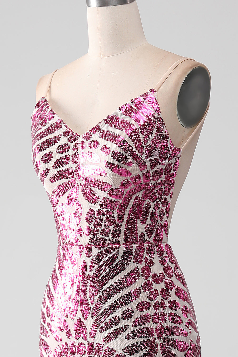 Sparkly Spaghetti Straps Mermaid Prom Dress with Backless - Fashionpara