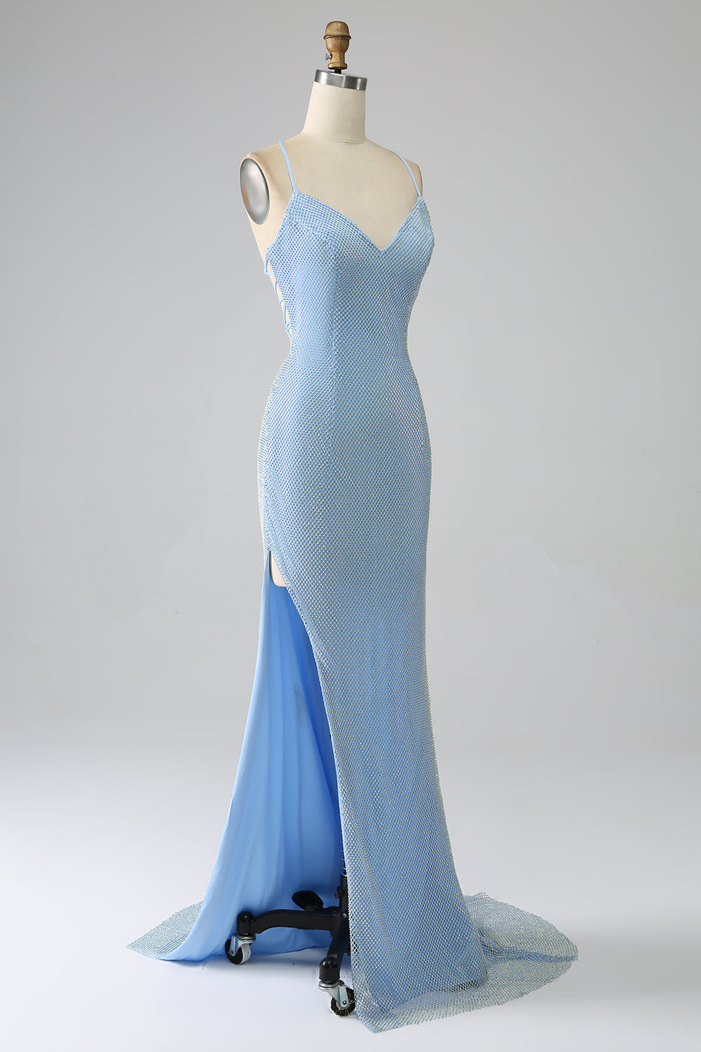 Mermaid Blue Long Prom Dress with Slit