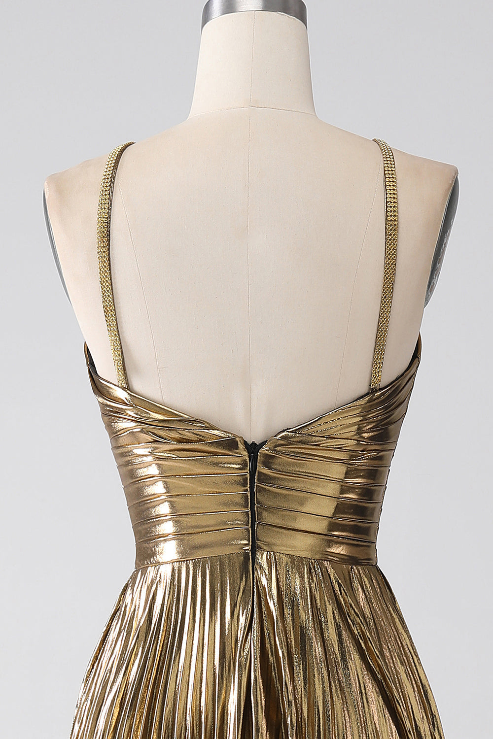 20721 - A Line Halter Ruched Long 2024 Semi Formal Prom Dress with Slit