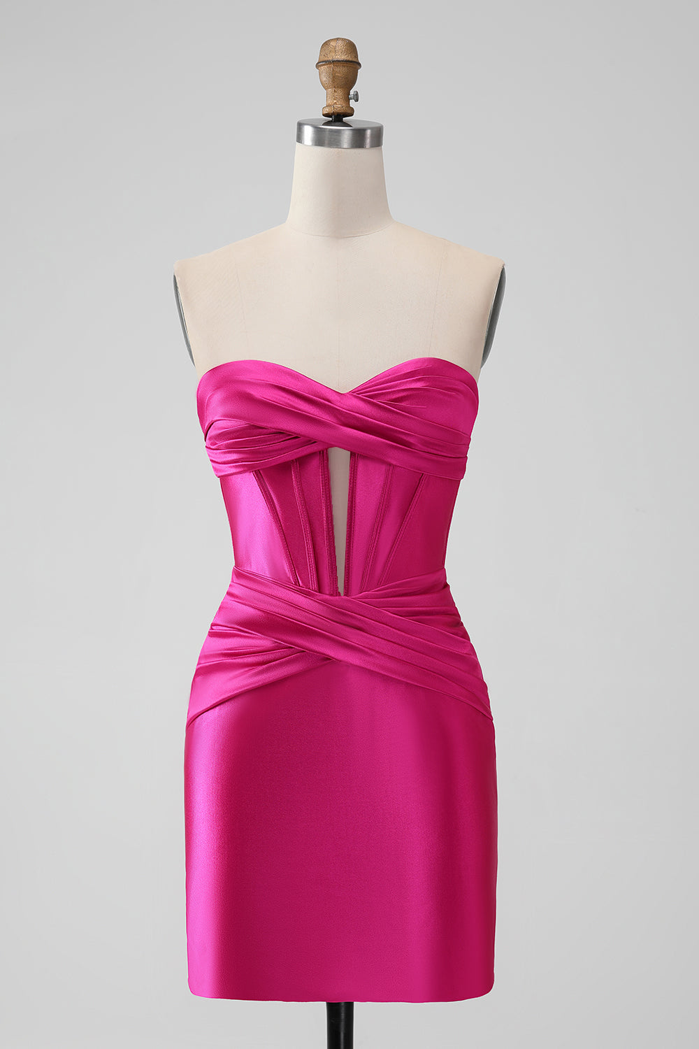 Copper Bodycon Sweetheart Satin Corset Short Homecoming Dress - Fashionpara