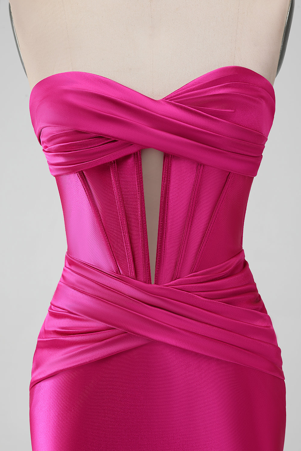 Fuchsia Bodycon Sweetheart Satin Corset Short Homecoming Dress - Fashionpara