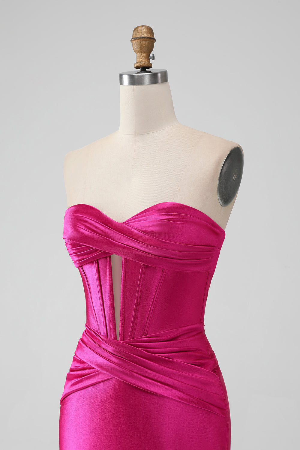 Fuchsia Bodycon Sweetheart Satin Corset Short Homecoming Dress - Fashionpara