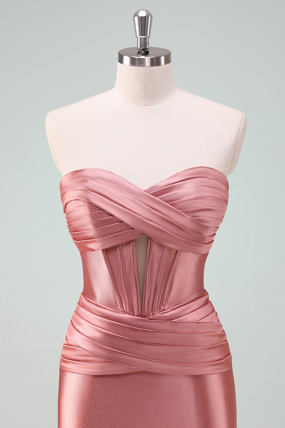 Copper Bodycon Sweetheart Satin Corset Short Homecoming Dress - Fashionpara