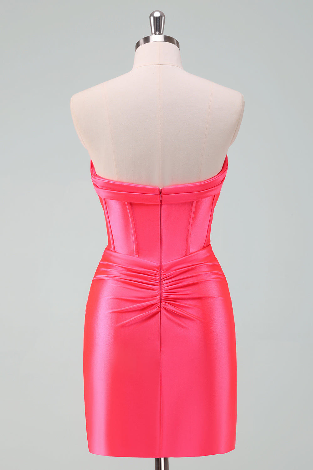Copper Bodycon Sweetheart Satin Corset Short Homecoming Dress - Fashionpara