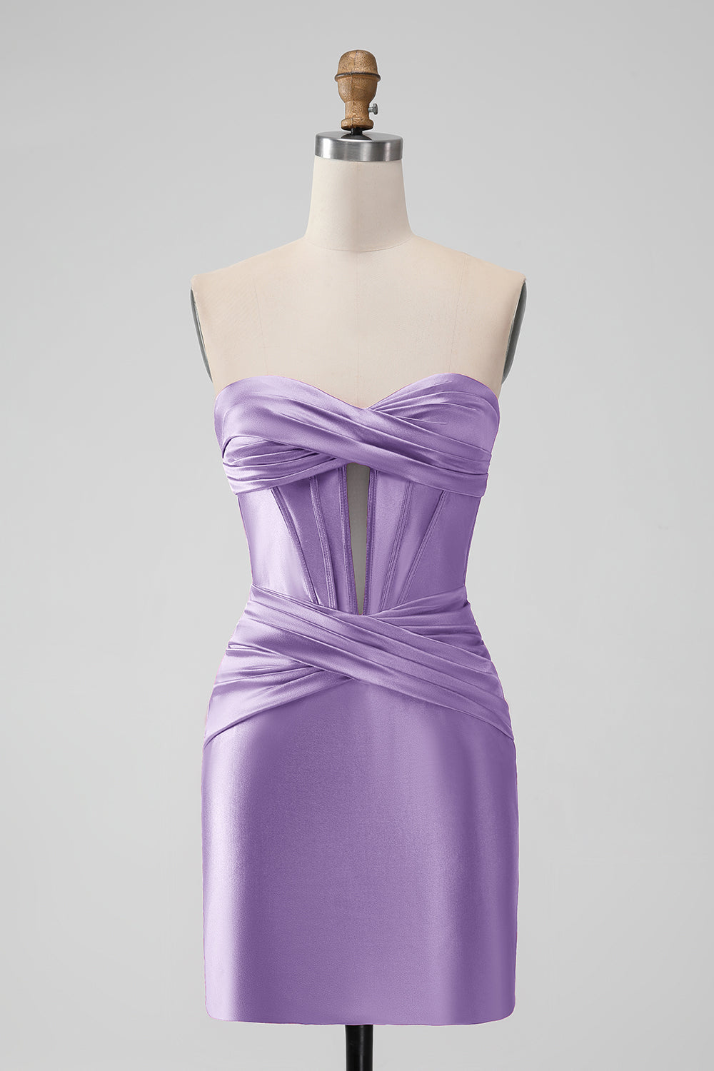 Copper Bodycon Sweetheart Satin Corset Short Homecoming Dress - Fashionpara