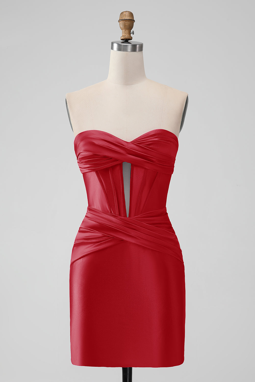 Copper Bodycon Sweetheart Satin Corset Short Homecoming Dress - Fashionpara
