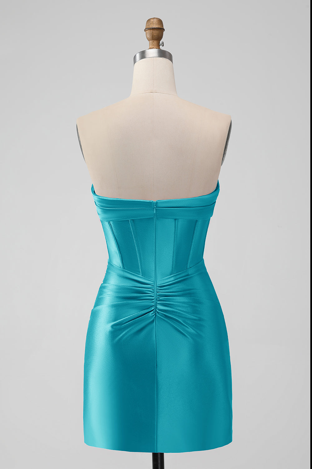 Copper Bodycon Sweetheart Satin Corset Short Homecoming Dress - Fashionpara