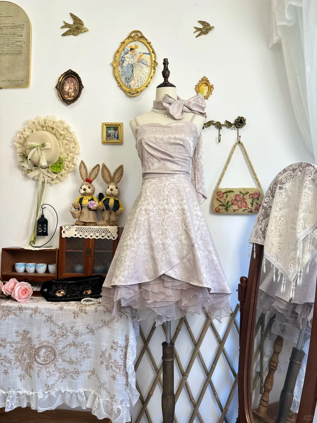 Vintage Satin Print Floral A Line Short Party Dress Homecoming Dress D308