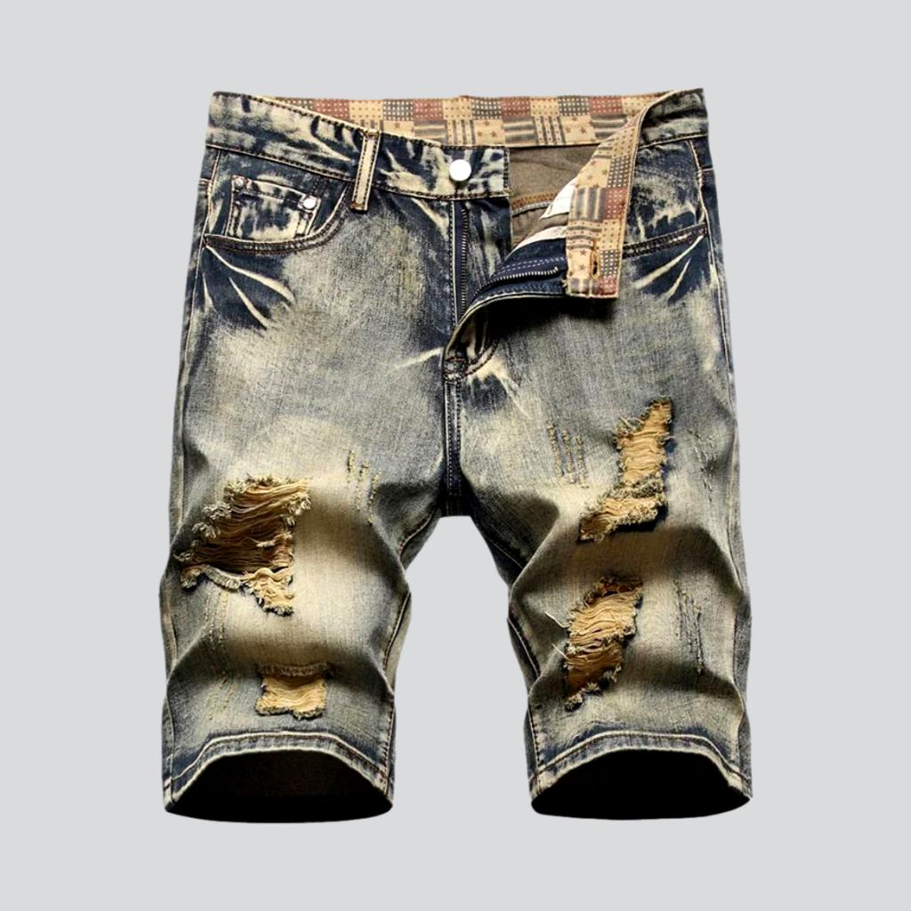 Yellow cast men's denim shorts - Fashionpara
