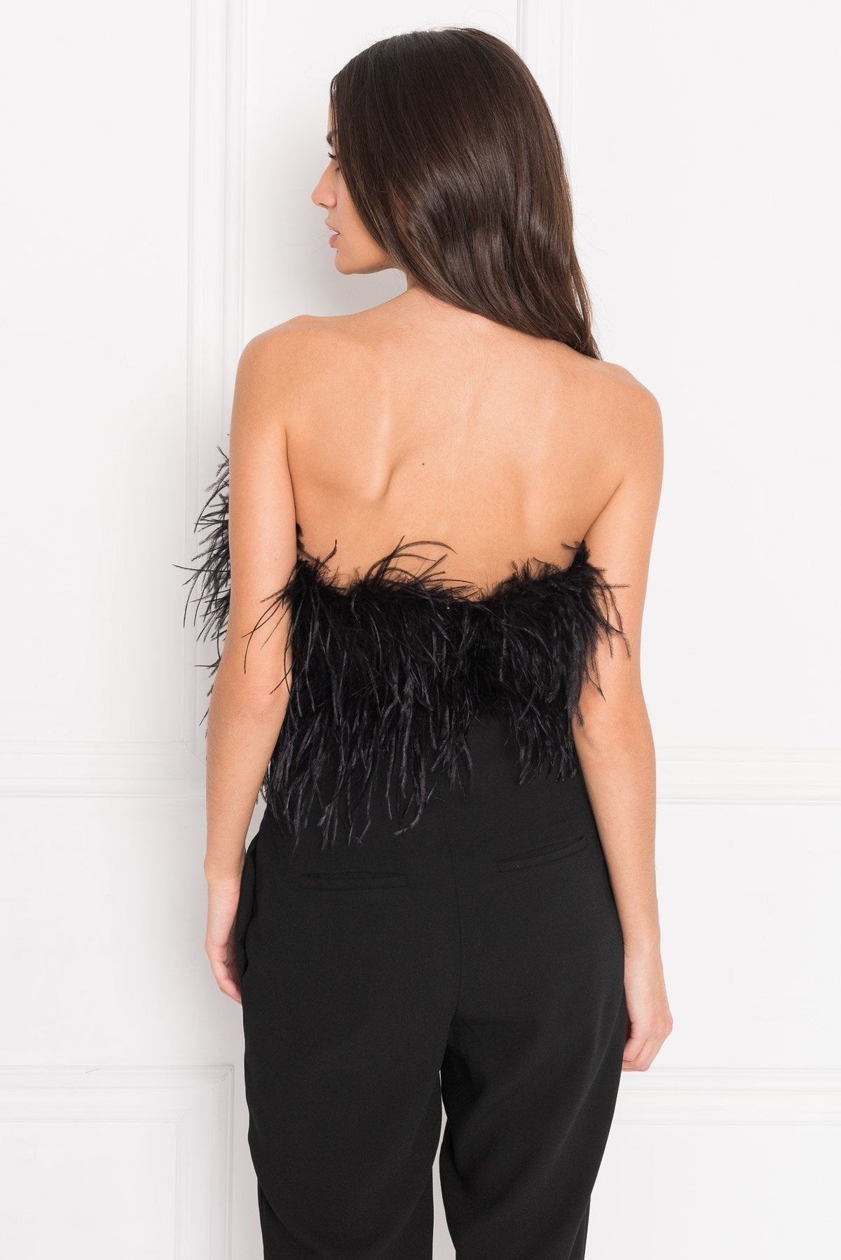 Feather Strapless Bandeau Crop Top 2