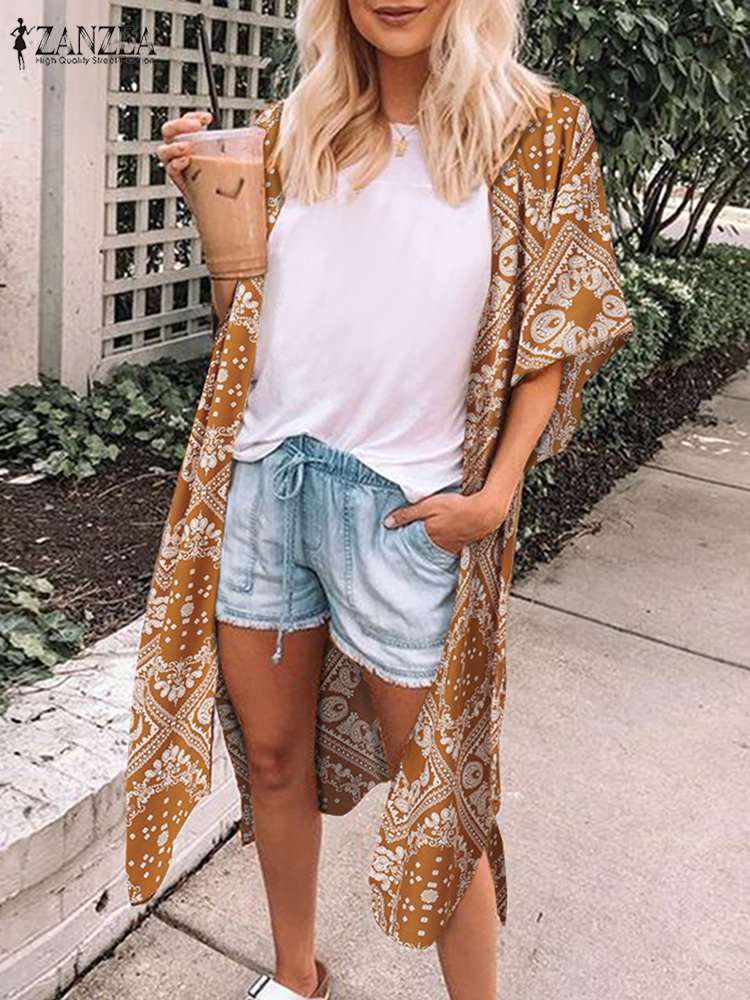 Summer Floral Printed Half Sleeve Bohemian Cardigan 2