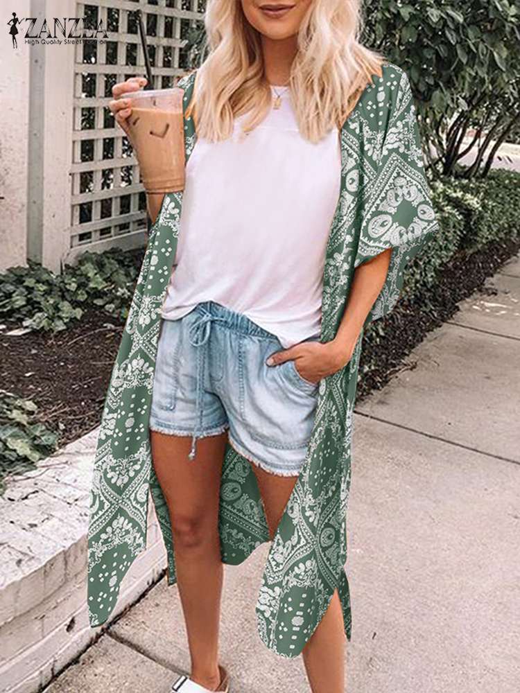 Summer Floral Printed Half Sleeve Bohemian Cardigan 7