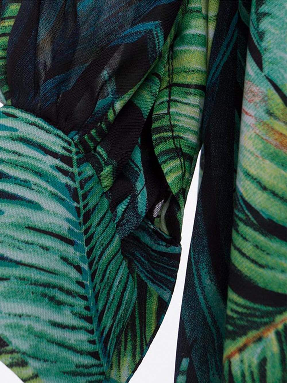 Tropical Leaf Print V-Neck Long Sleeve Maxi Dress 8