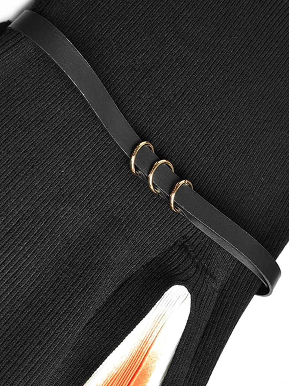 Ribbed-Knit Round-Neck Belted Pleated-Panel Maxi Dress 17