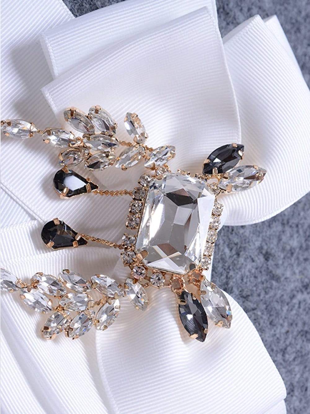 Mock Neck Frayed Ruffle Crystal Trim Bodycon Mini Dress 13