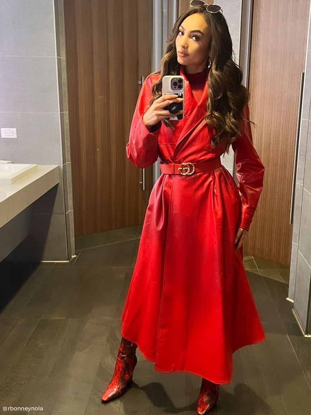 HOUDA Maxi Leather Trench Coat