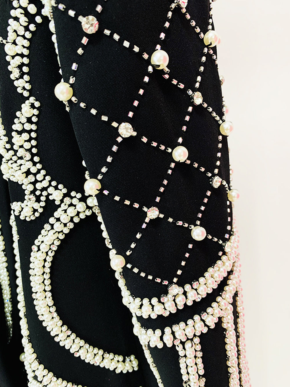 NAUTA Pearls Beaded Blazer Dress in Black
