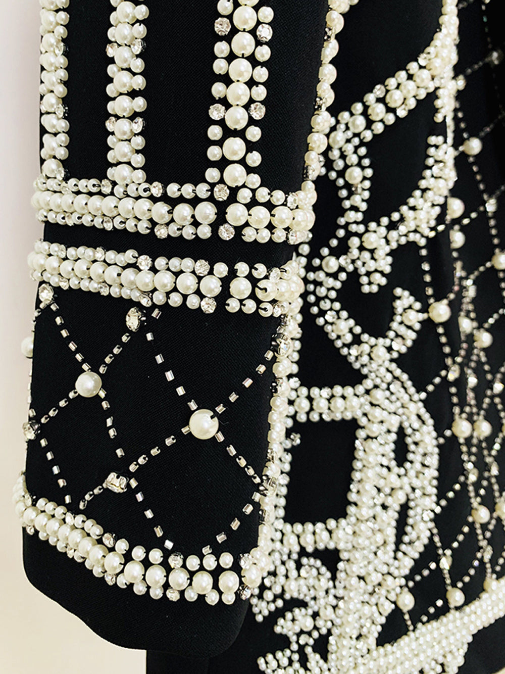 NAUTA Pearls Beaded Blazer Dress in Black 10