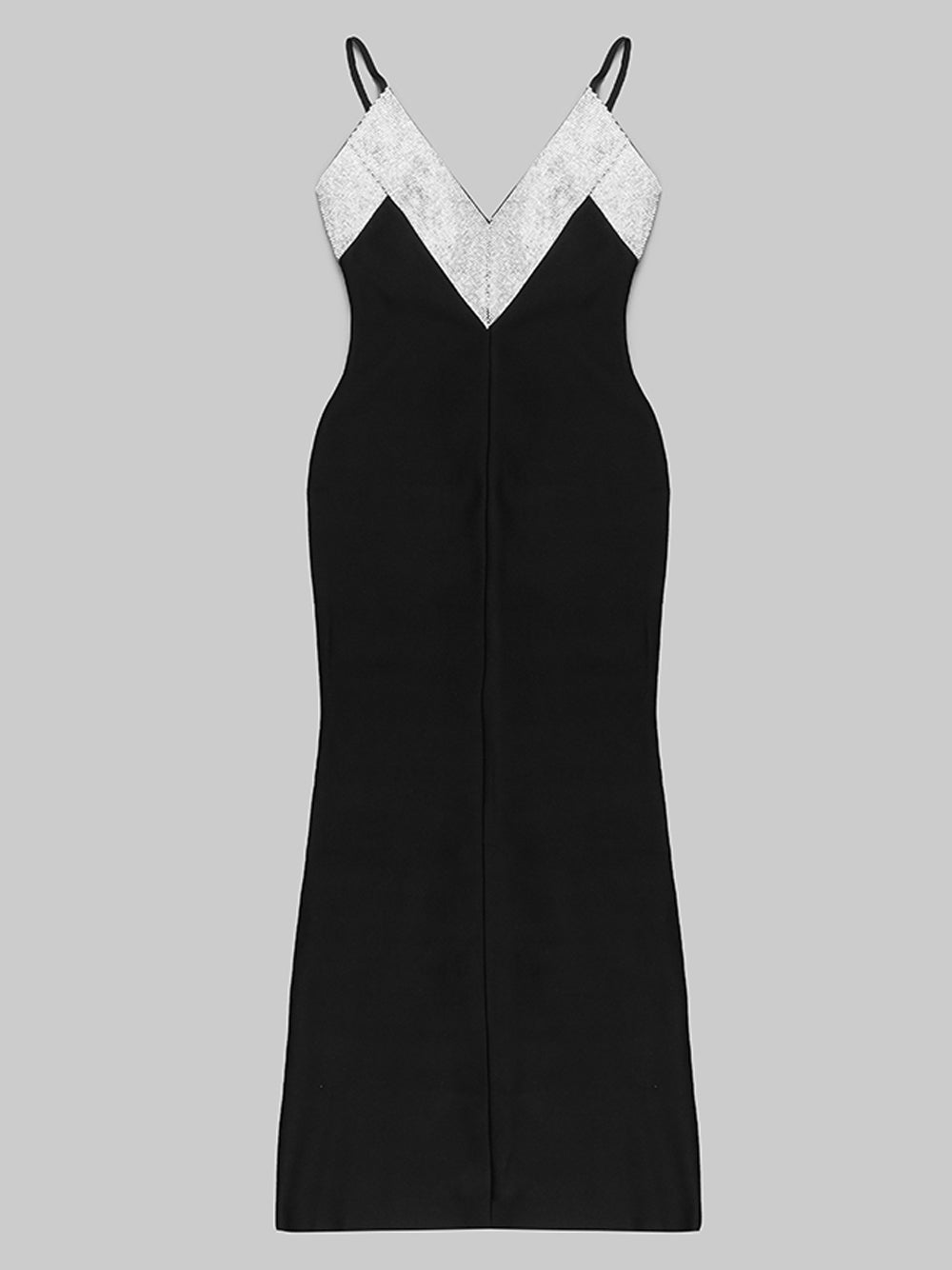 Crystal Embellished Plunge Neck Strappy Fishtail Gown 4