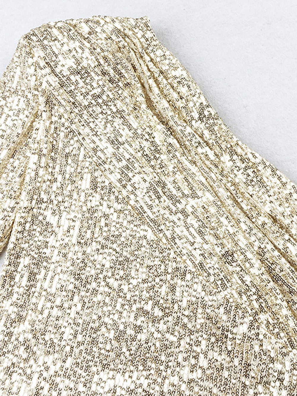 Sequin One Shoulder Long Sleeve Ruched Bodycon Midi Dress - View 10