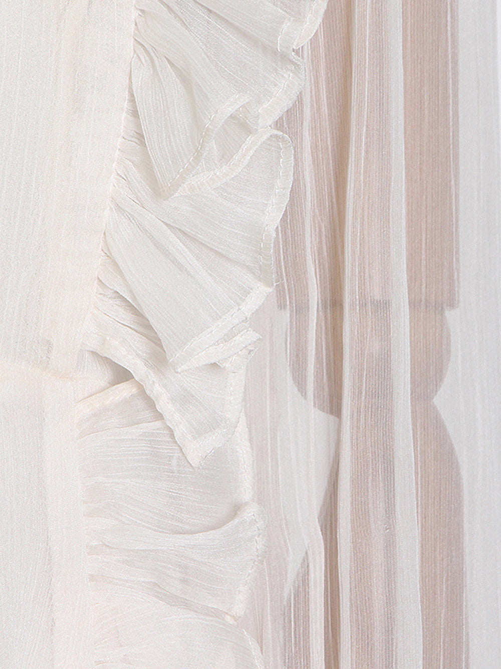 Sheer Ruffle V-Neck Long Sleeve Tie-Front Mini Dress 10
