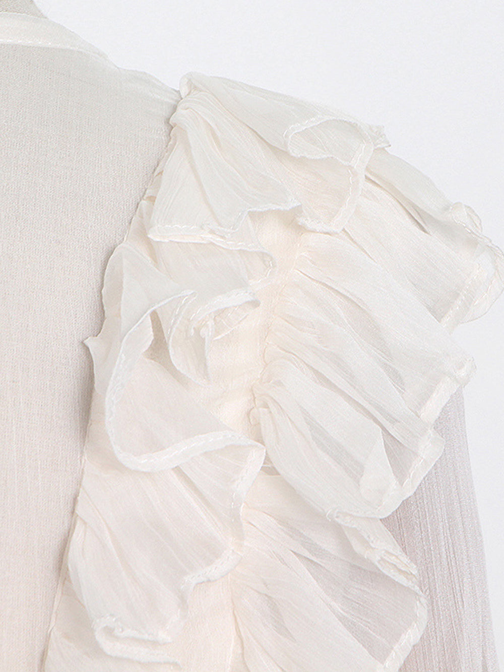 Sheer Ruffle V-Neck Long Sleeve Tie-Front Mini Dress 8