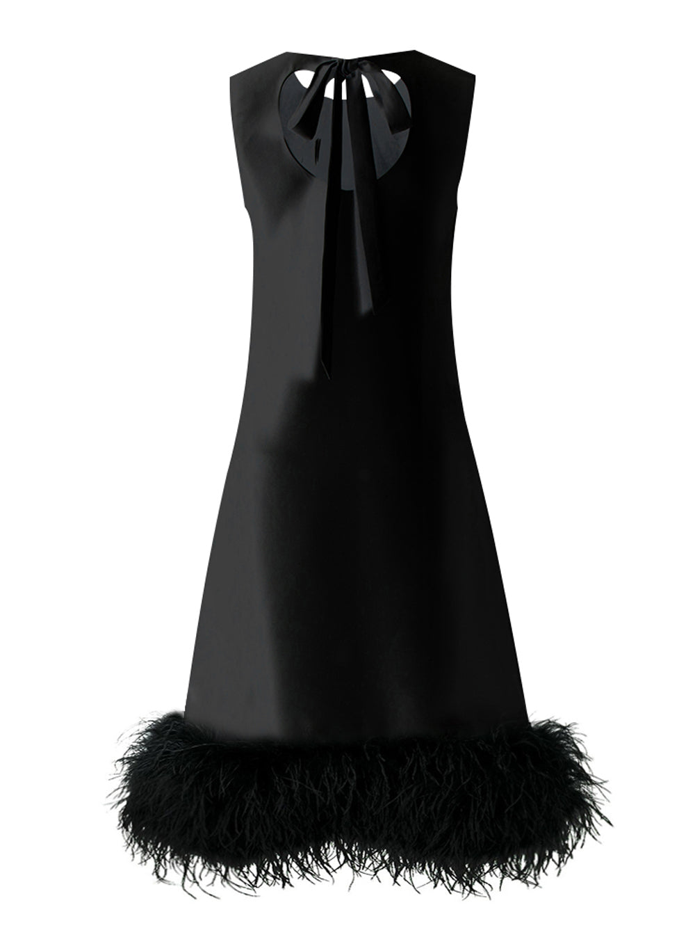 Cowl Neck Sleeveless Shift Feather Hem Midi Dress - View 5