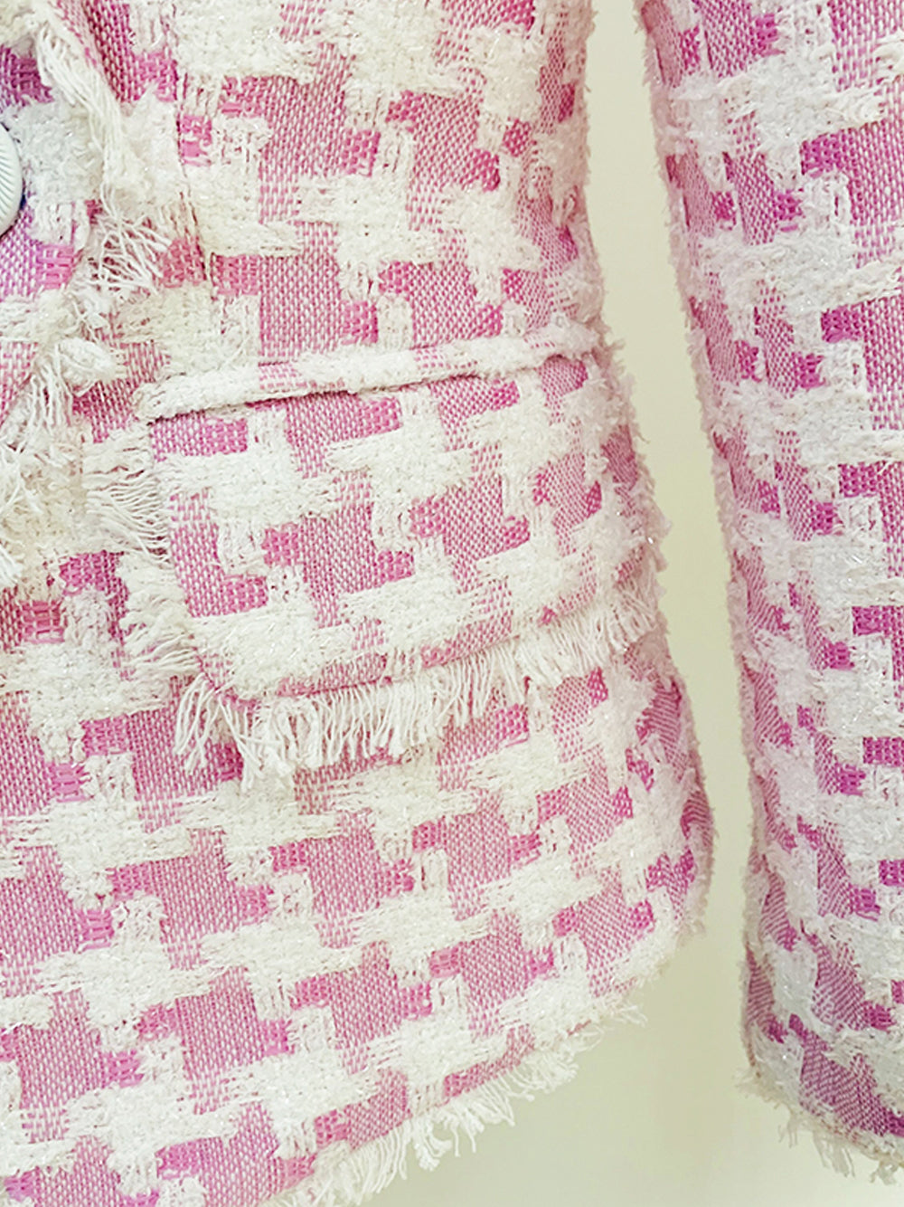 Double Breasted Houndstooth Tweed Blazer 18