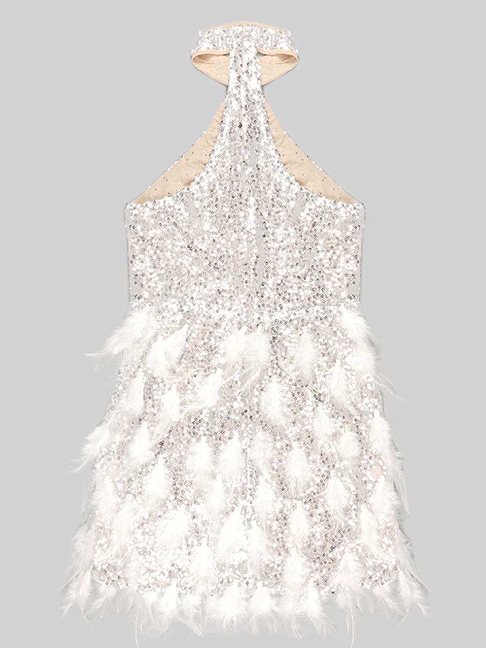 BETH Sequins & Feathers Mini Dress