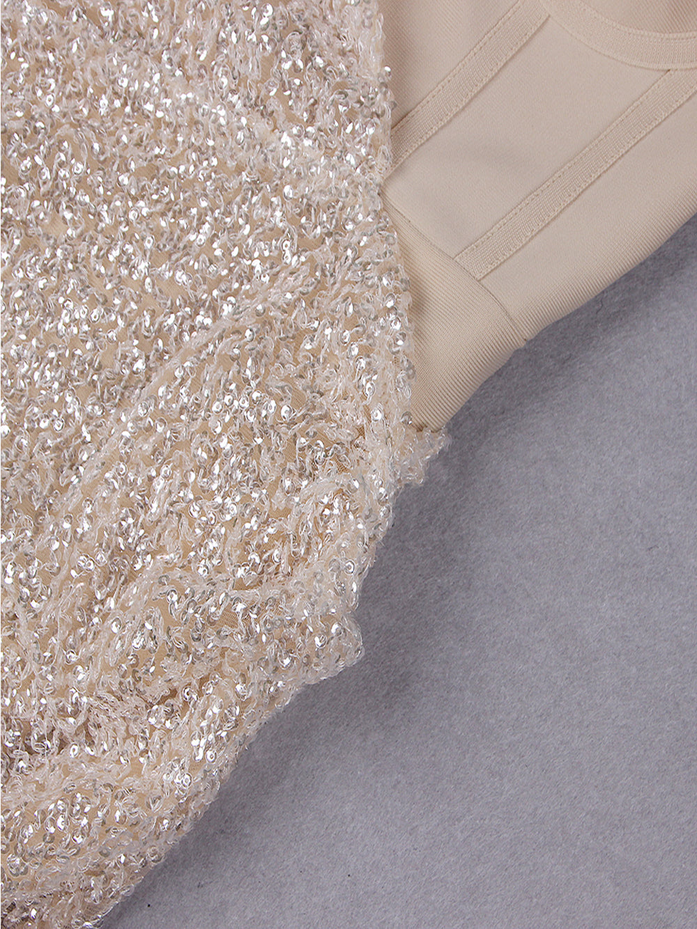 ETAME Sequins Mini Dress in Beige