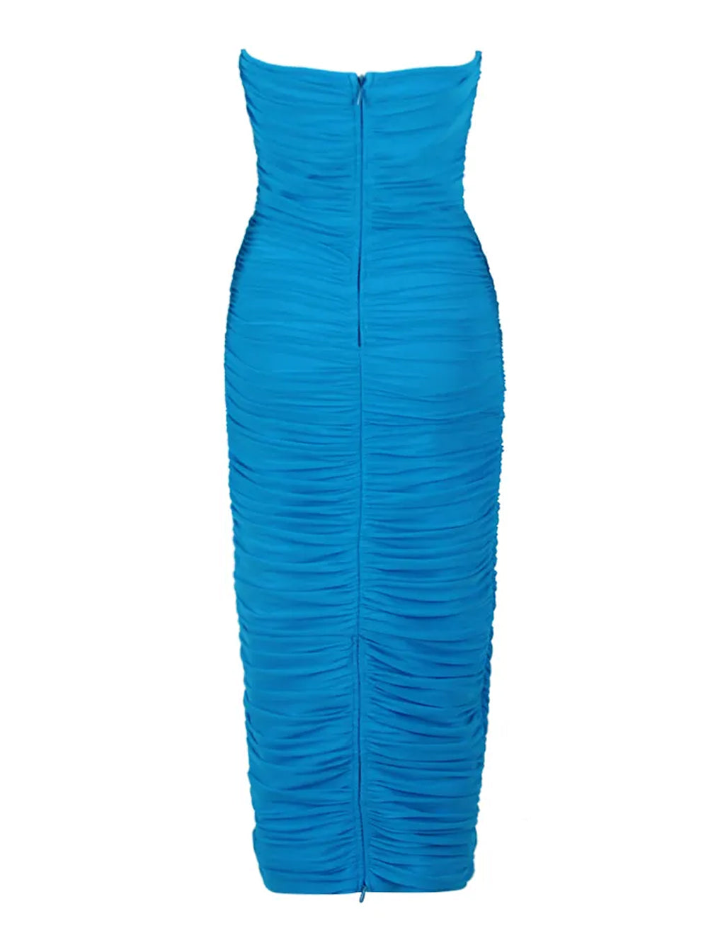 Ruched Strapless Sweetheart Bodycon Midi Dress 2