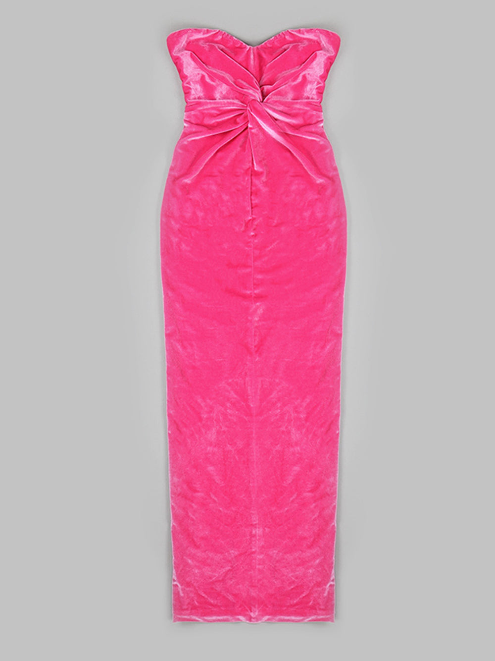 Velvet Strapless Twist-Front Column Maxi Dress 3