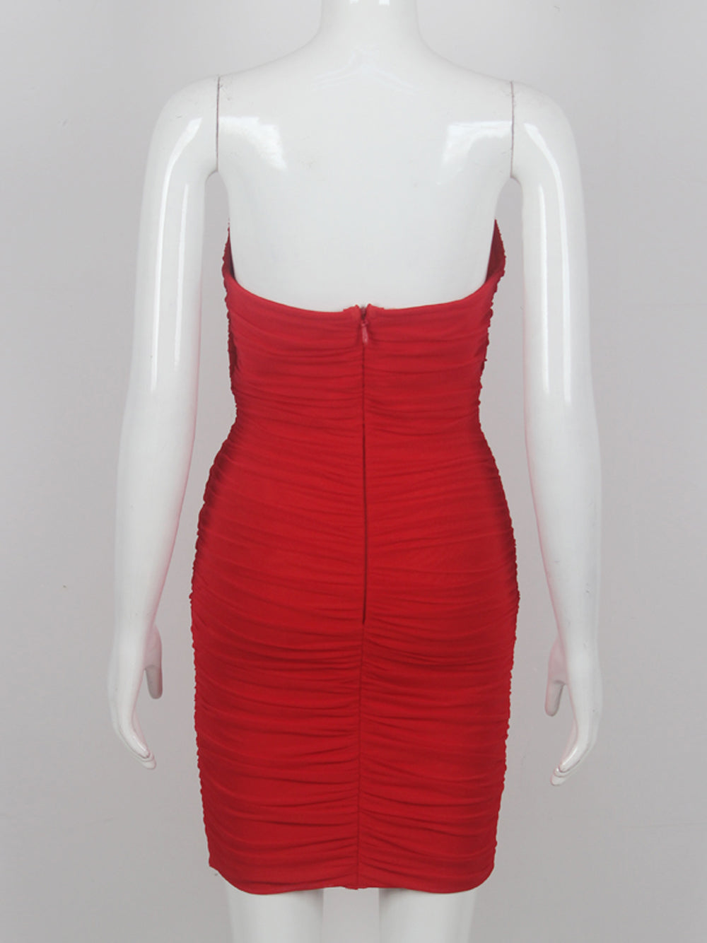 Ruched Halter Plunge Neck Rosette Bodycon Mini Dress 9