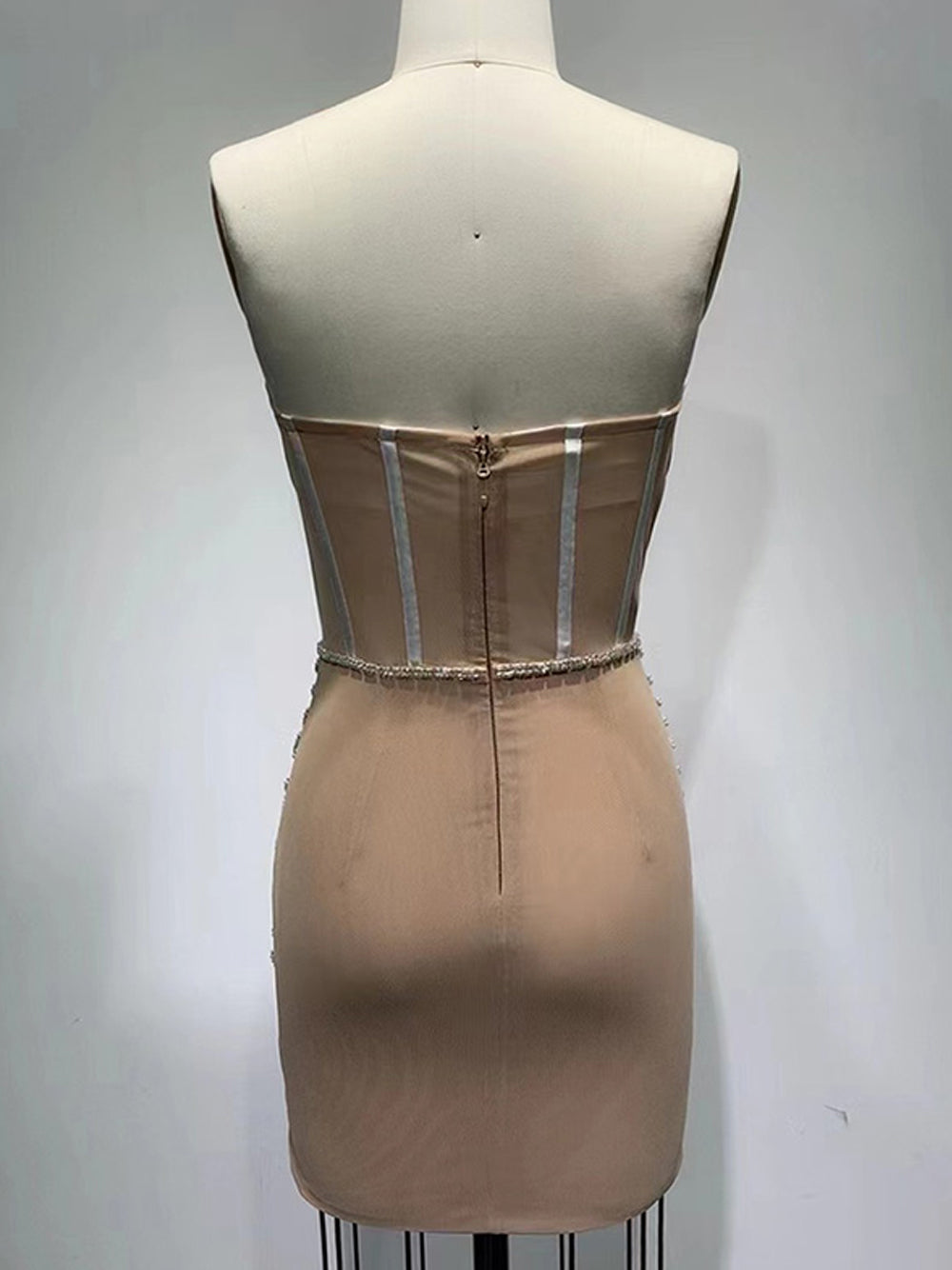 Sequin Strapless Pearl-Embellished Corset Mini Dress 9