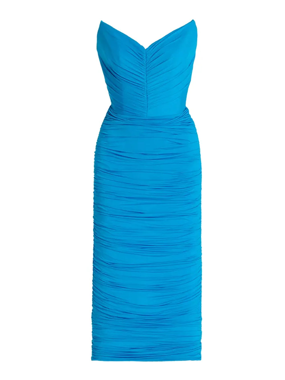 Ruched Strapless Sweetheart Bodycon Midi Dress
