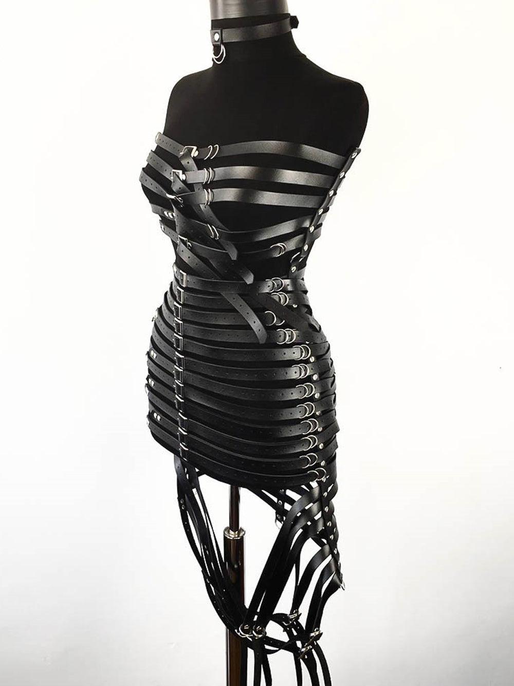 Layered Buckle-Strap Cage Harness Belt Skirt 5