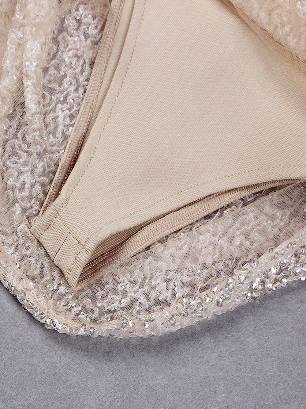 ETAME Sequins Mini Dress in Beige