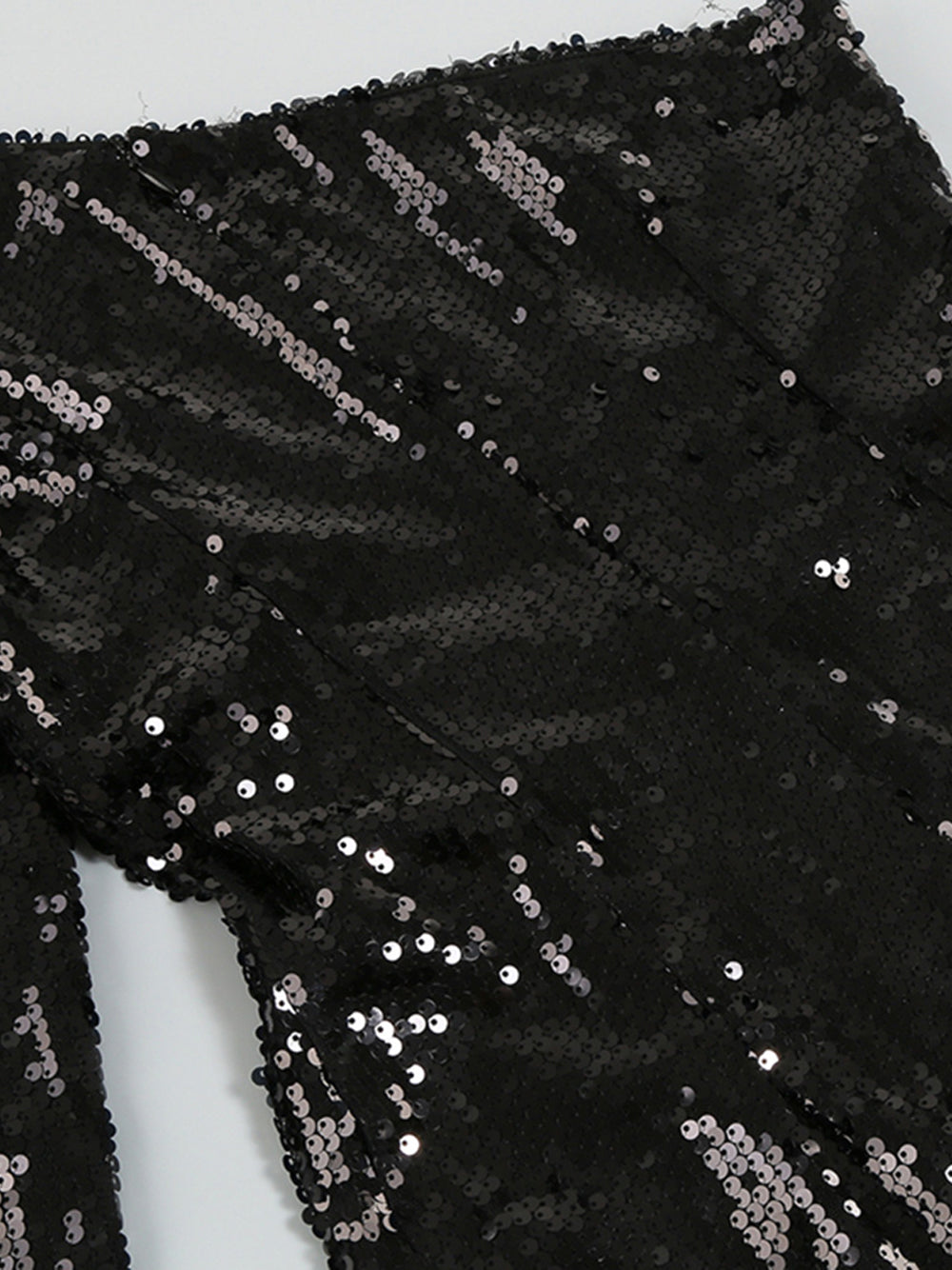 Sequin One Shoulder Long Sleeve Feather Trim Bodycon Mini Dress - View 7