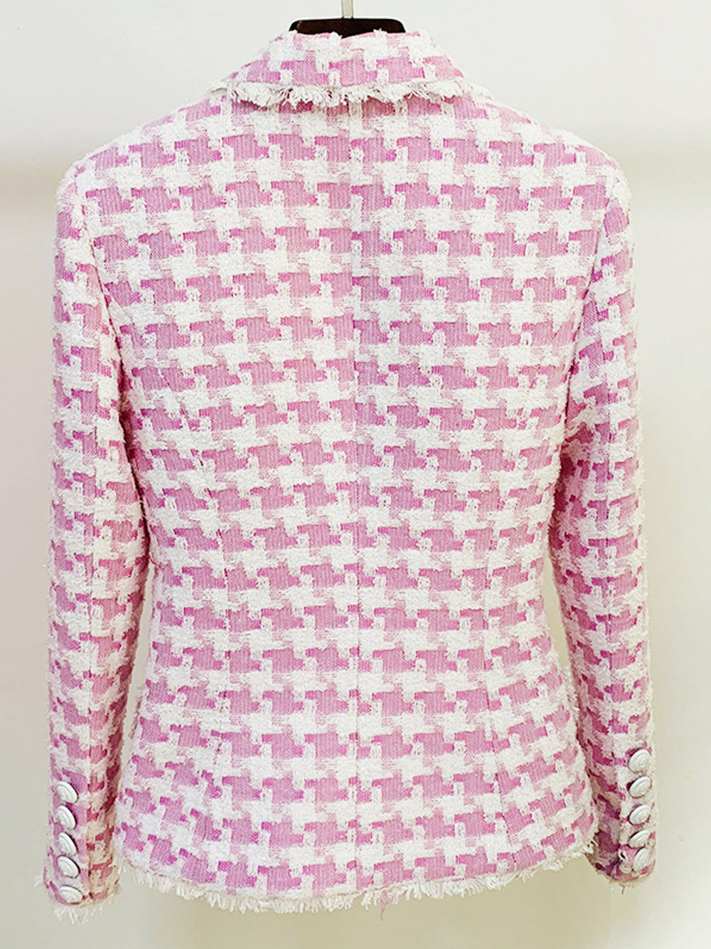 Double Breasted Houndstooth Tweed Blazer 13