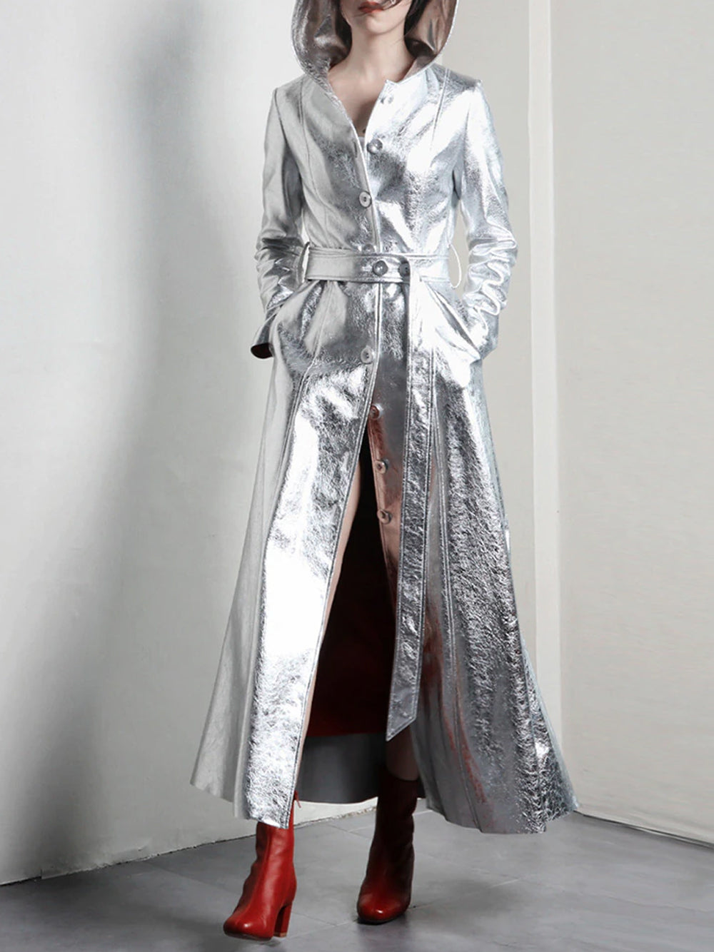 SPACY Vegan Leather Trench Coat 9