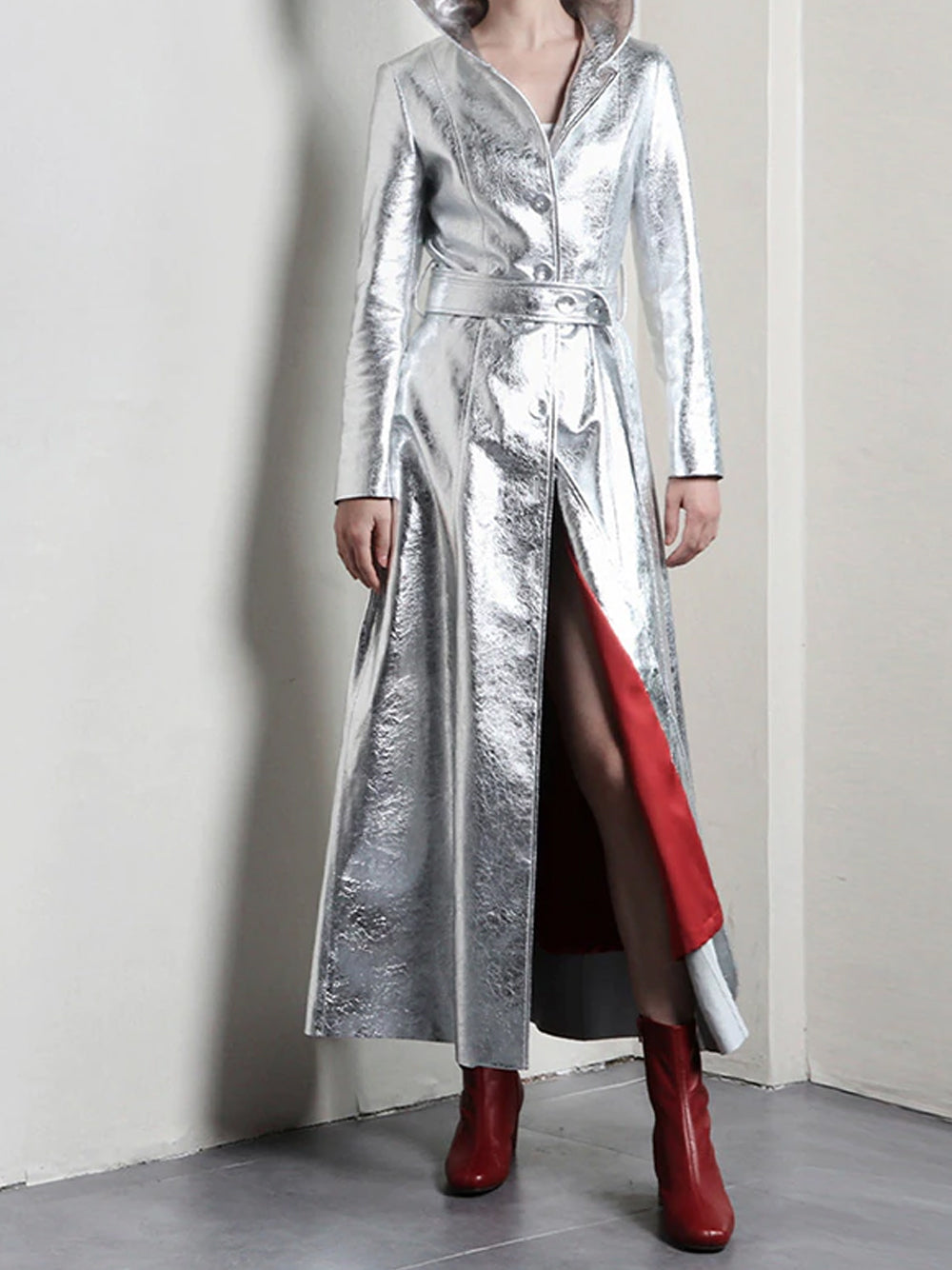 SPACY Vegan Leather Trench Coat 2