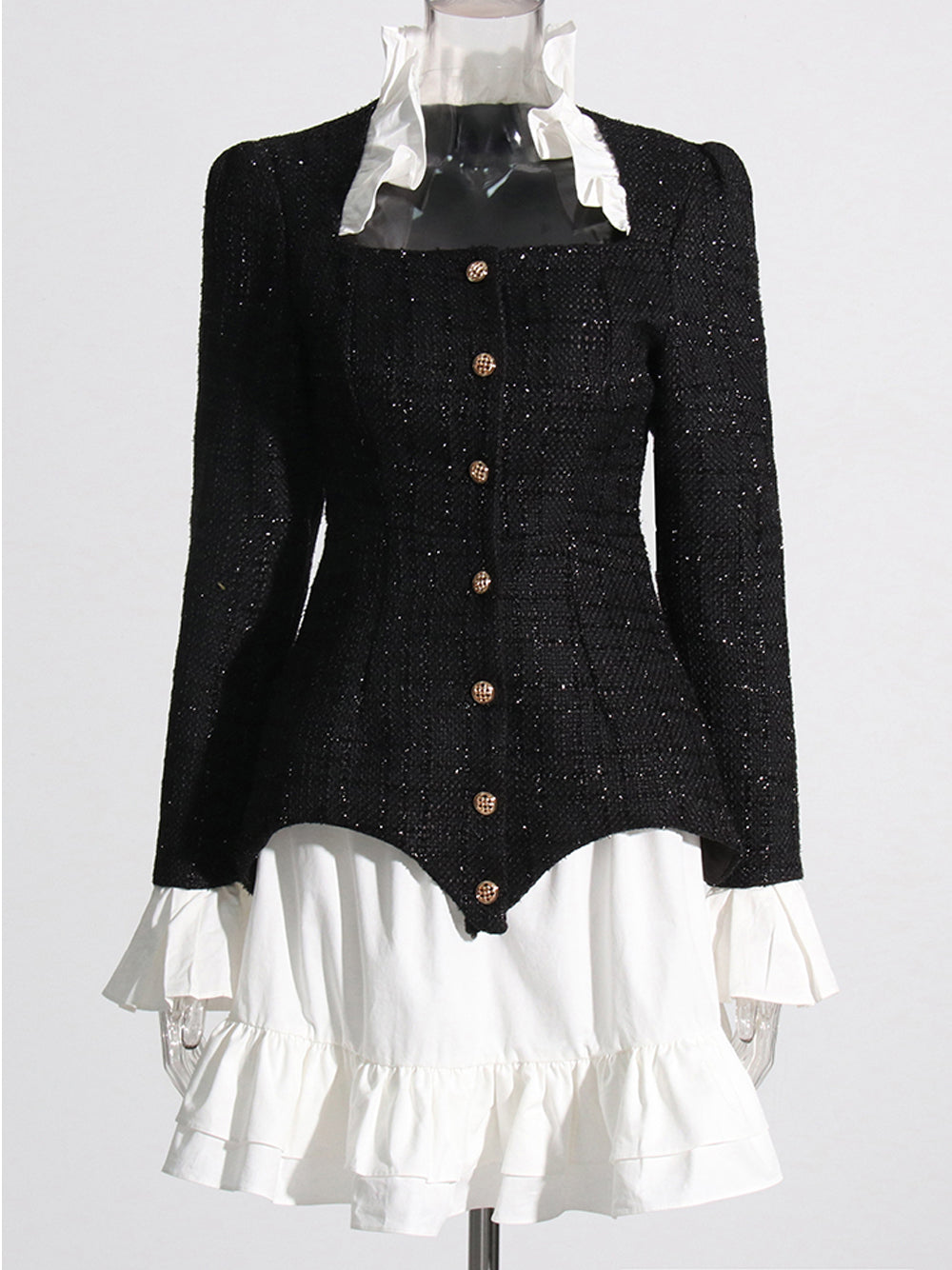 SANE Tweed Dress & Skirt Set in Black 3