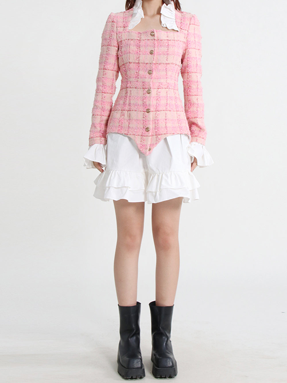 SANE Tweed Dress & Skirt Set in Pink 4