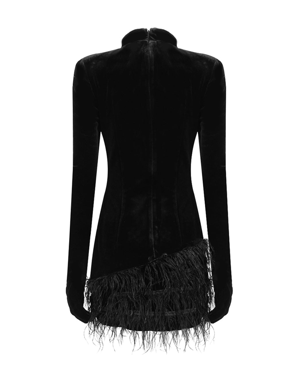 Satin Cutout Mock Neck Flared Sleeve Ruched Dress 2
