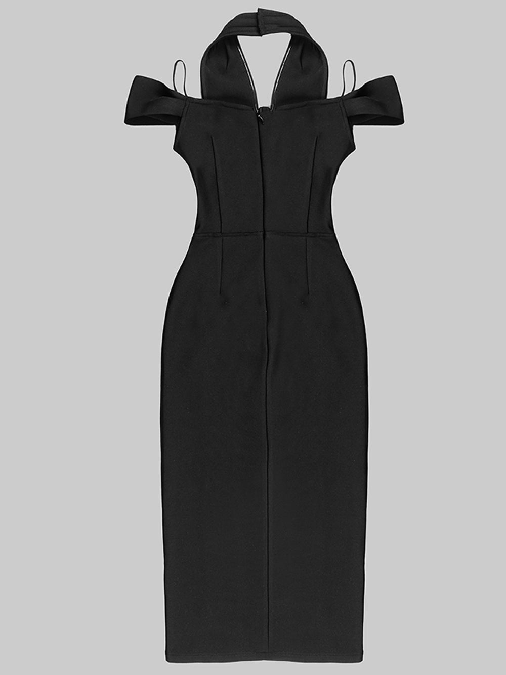 Plunge Off-Shoulder High-Slit Bandage Midi Dress 4