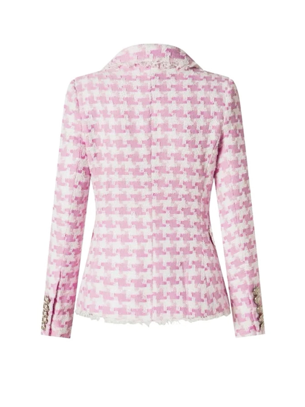 Double Breasted Houndstooth Tweed Blazer 10