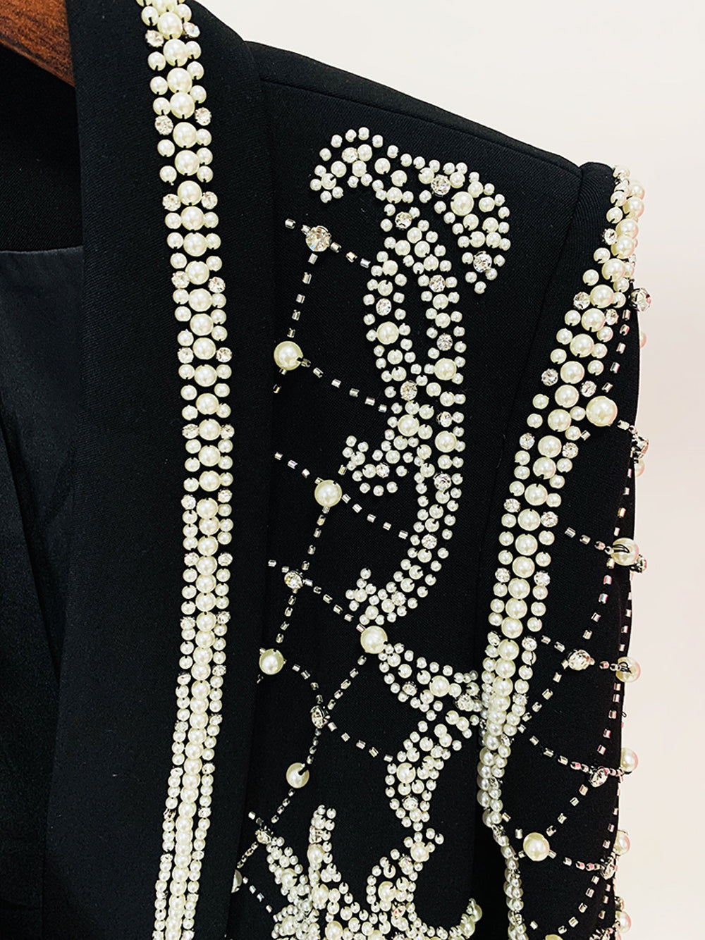 NAUTA Pearls Beaded Blazer Dress in Black 9