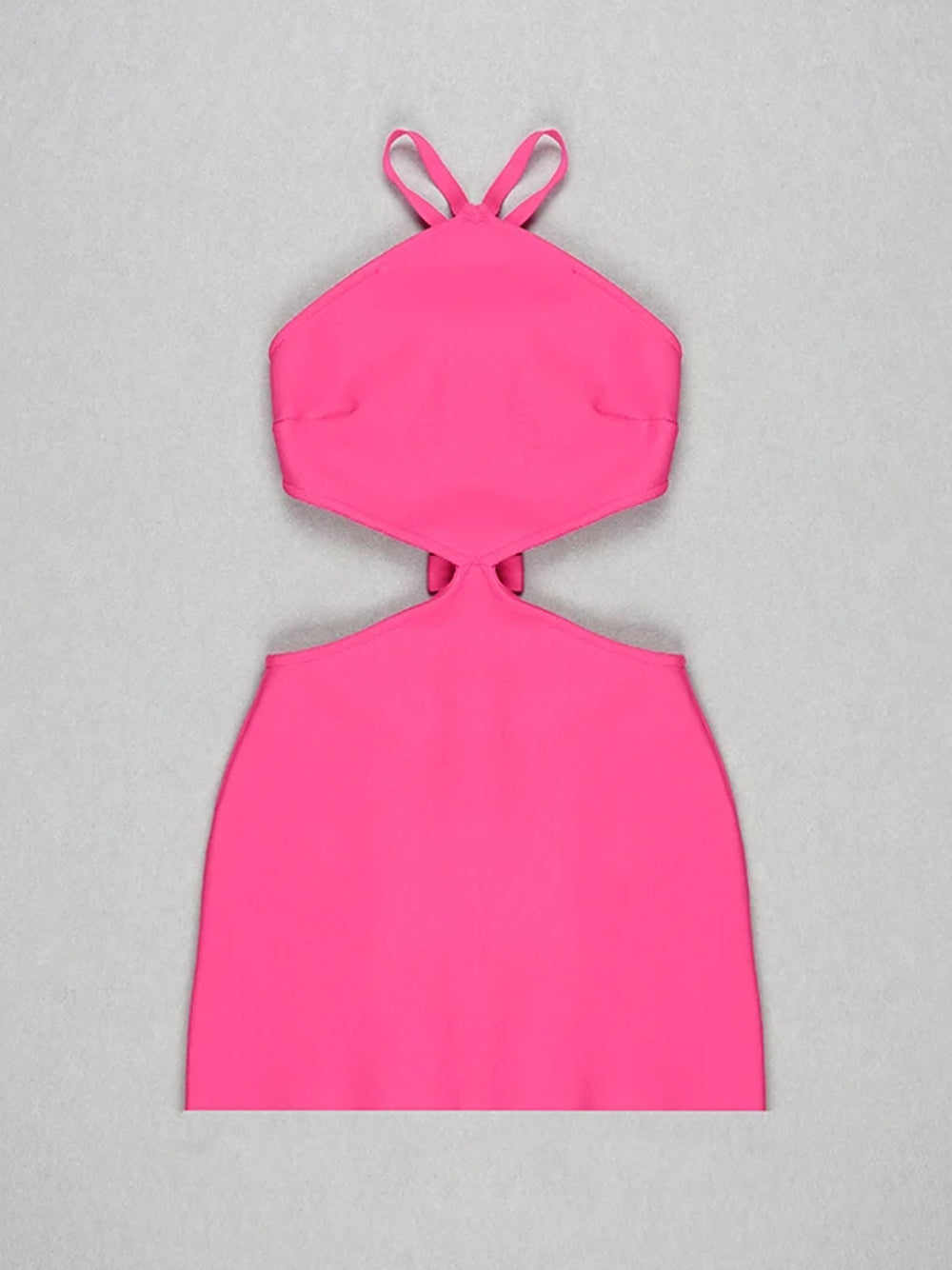 Ribbed Knit Halter Neck Cut-Out Bodycon Mini Dress 8